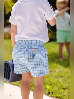 The Beaufort Bonnet Company TBBC Sheffield Shorts Blvd Blue Turk Teal Check 0-3M